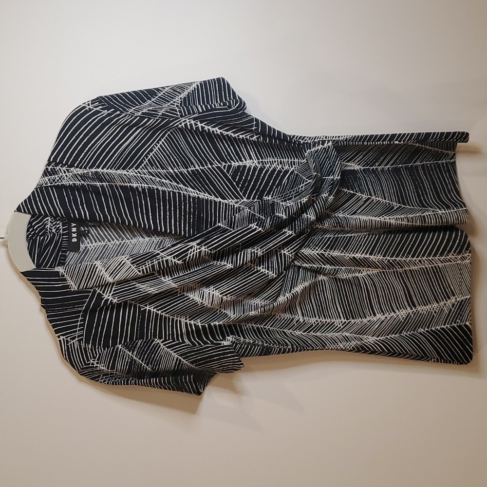 DKNY Faux Wrap short sleeve blouse
